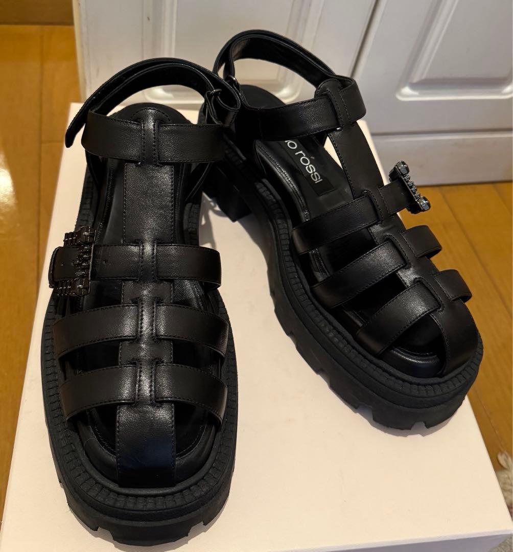セルジオロッシ　SR 2024SS グルカ サンダル オールブラック　38