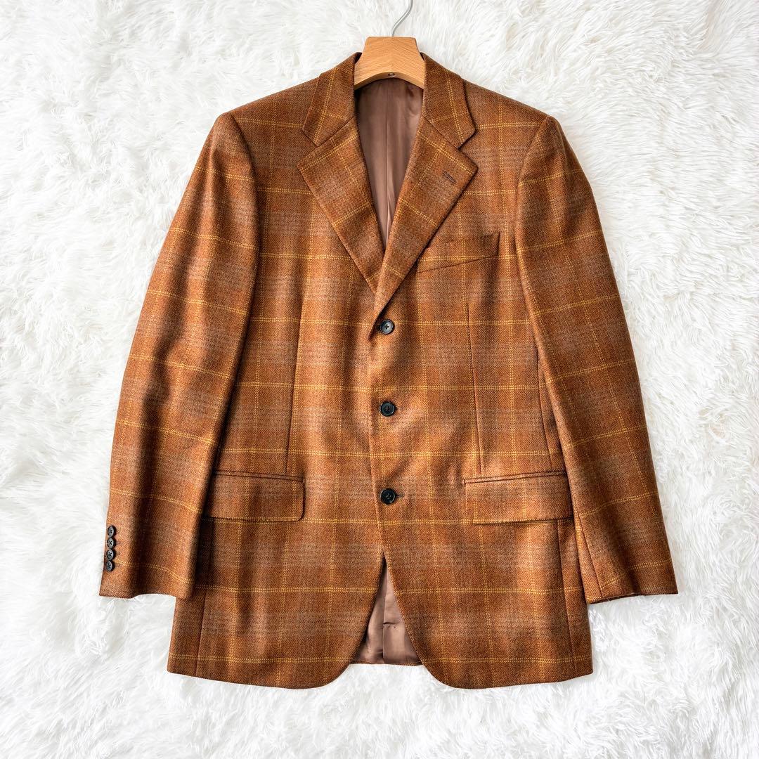 バーバリー　ジャケット　カシミヤ　羊毛　チェック　ブラウン　Burberry