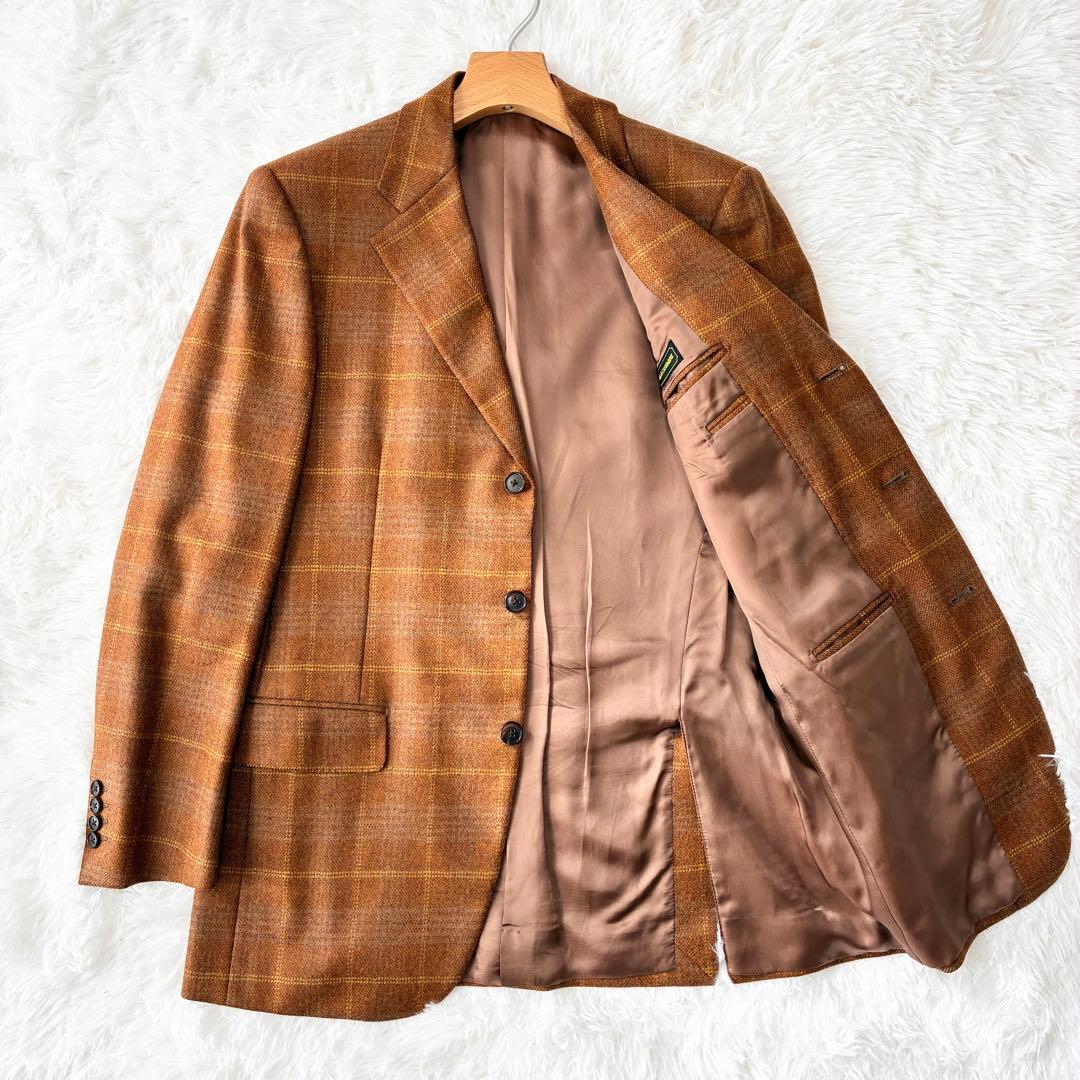 バーバリー　ジャケット　カシミヤ　羊毛　チェック　ブラウン　Burberry
