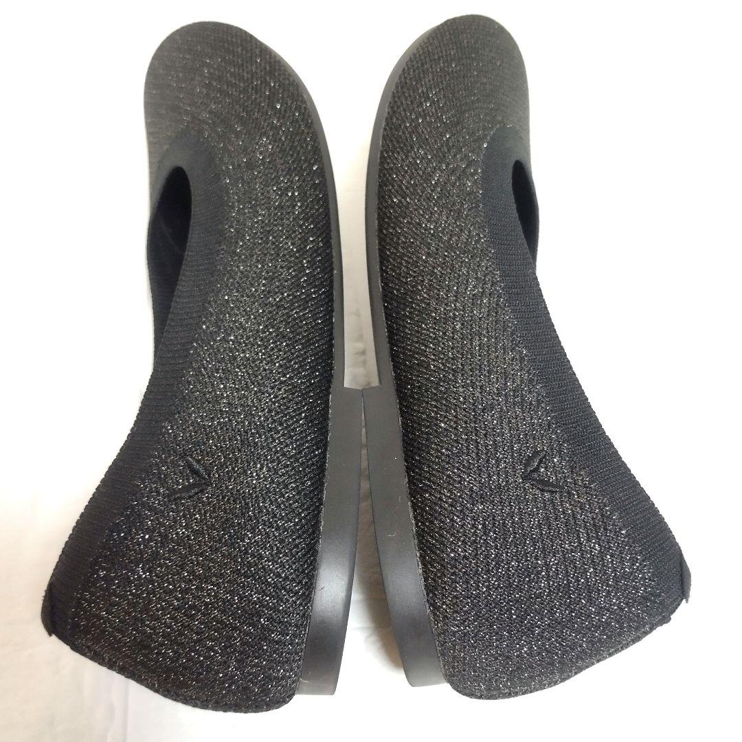 【極美品】VIVAIA フラットシューズ ラメ ブラック 黒25cm 39.5