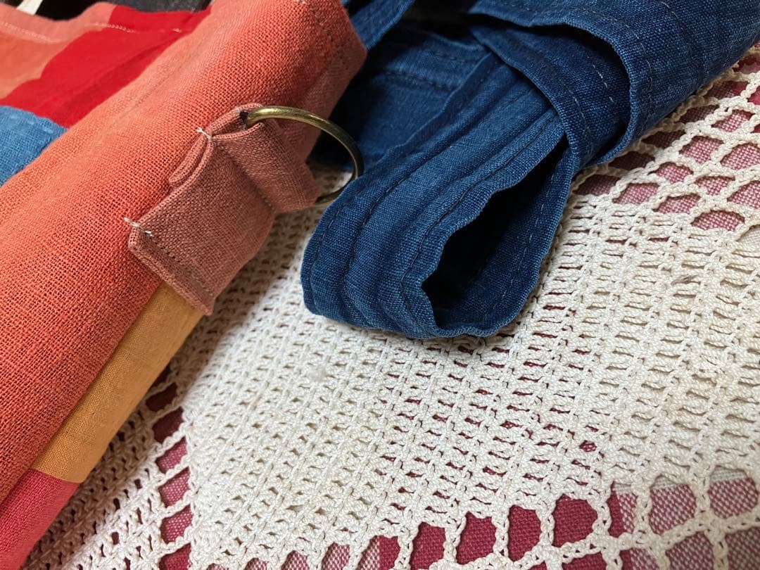 紅花染め茜染め草木染め藍染柿渋染め酒袋刺し子古布2wayショルダー手提げバック