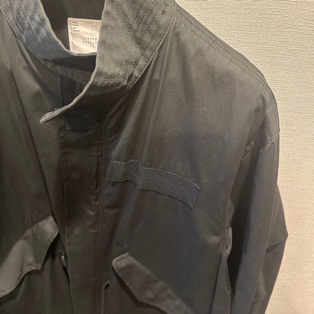 sacai メンズ　コットンモッズコート アウター ブラック　SCM-048