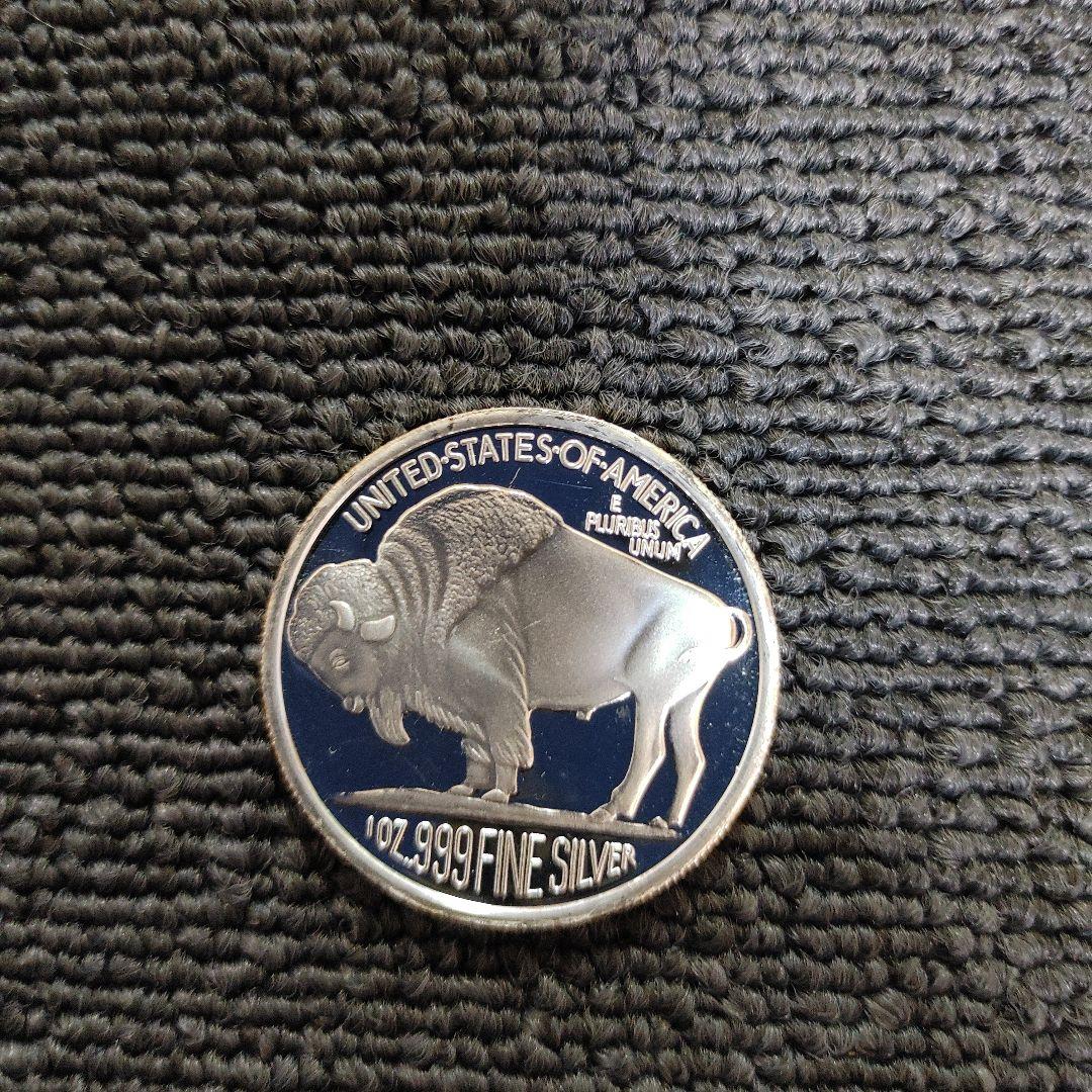 999ファインシルバー 純銀インディアンヘッド　バッファロー　ネイティブア