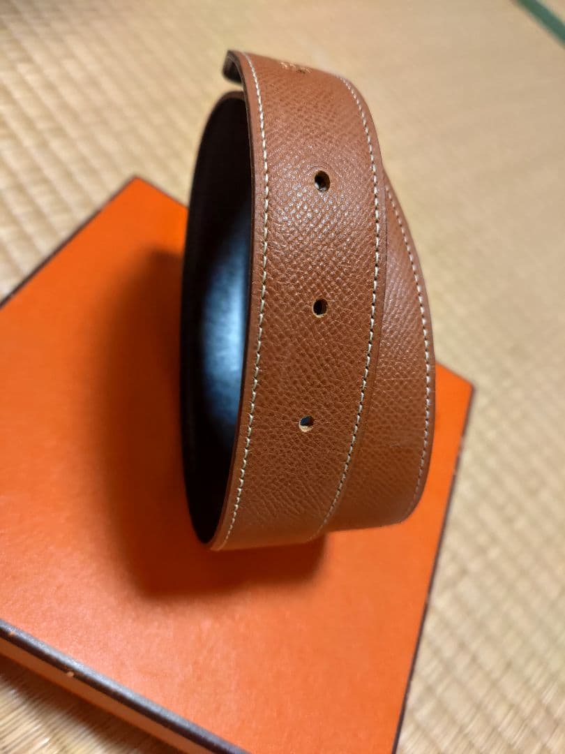 HERMES ブラウンレザー ベルト H型