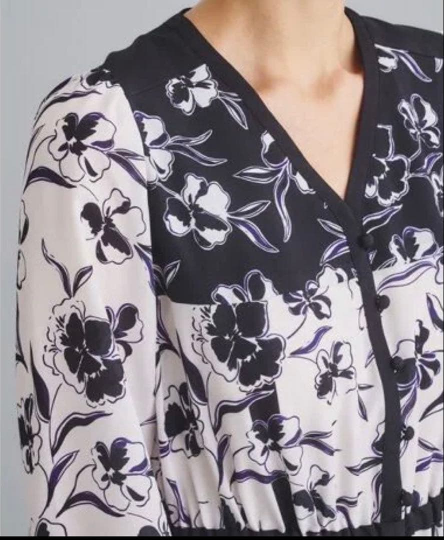 【グレースコンチネンタル】バイカラープリントティアードワンピース⭐︎38