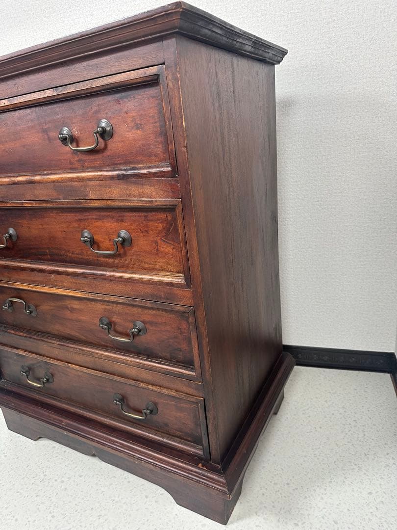 イギリス製 英国 クラシック 4段 チェスト オーク材 無垢材タンス ※i4※