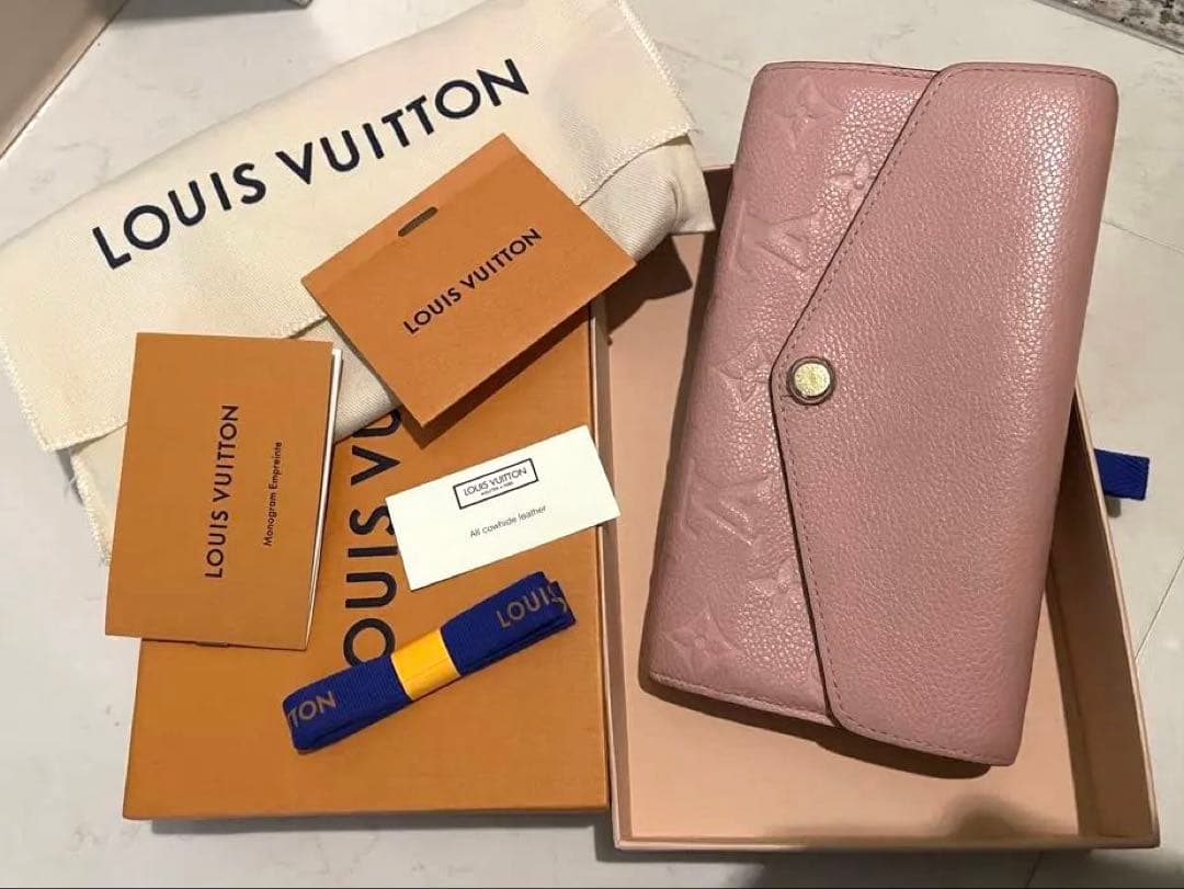 ルイヴィトン　ポルトフォイユ サラ モノグラム アンプラント 長財布 ピンク
