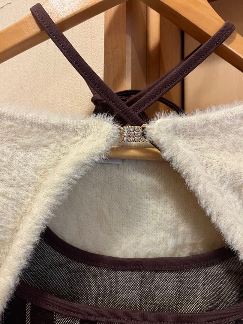 NOMAE　シャギーボレロロングチェックワンピース