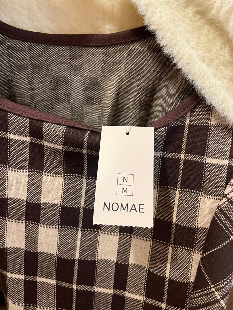 NOMAE　シャギーボレロロングチェックワンピース