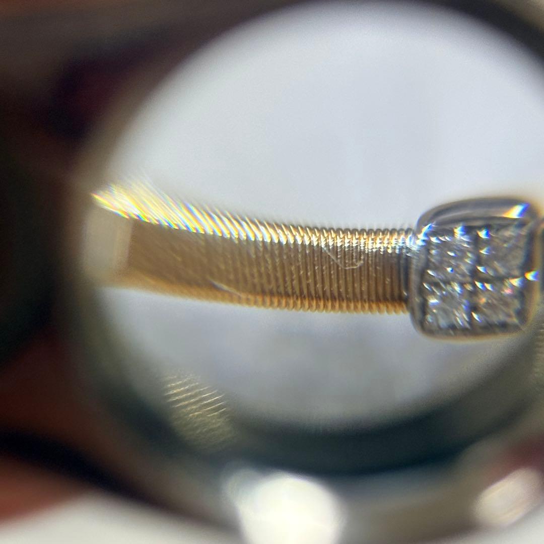 acoco　K18デザインバングル　ブレスレット　イエローゴールド　ダイヤ