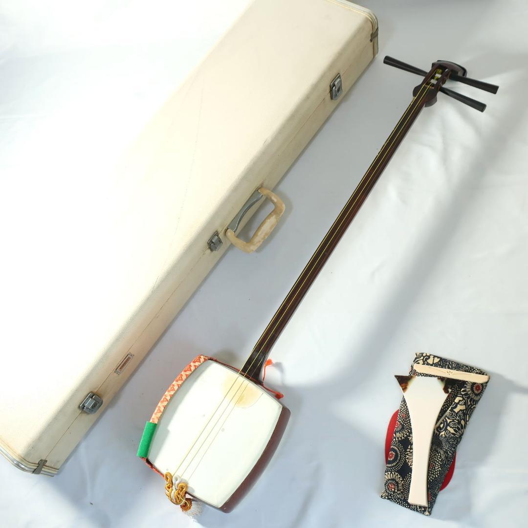 三味線 細棹 ハードケース 撥 付属 長唄 和楽器 E03