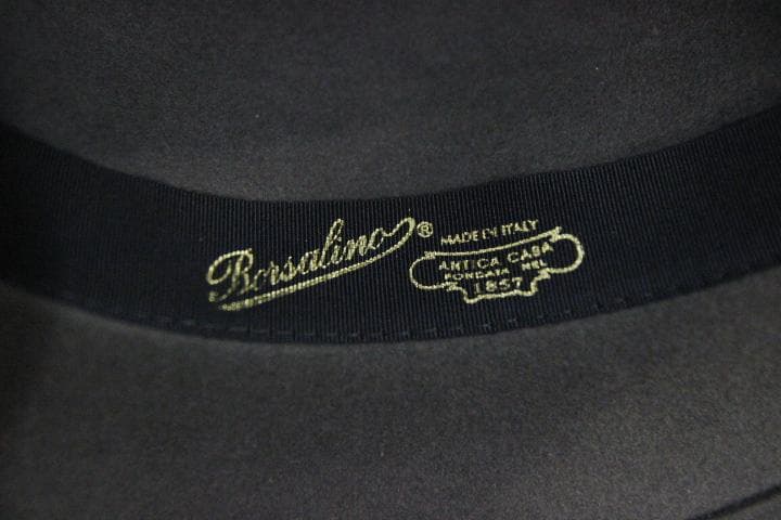 ボルサリーノ ヌバックレザーバンド ラビットファー フェルトハット チャコール