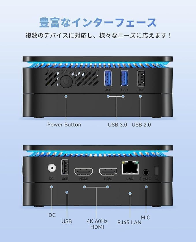 ミニpc n100 mini pc 動作より安定最大3.4GHz 4C/4T
