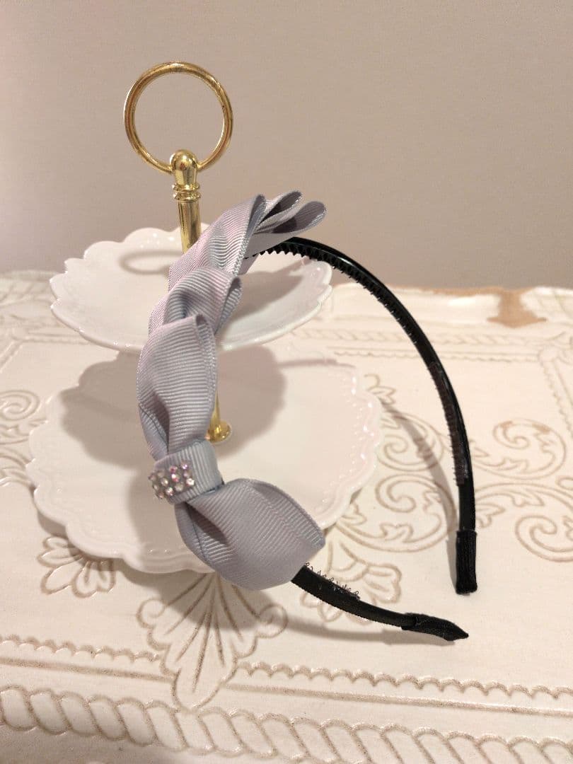 【R・カ】リボン・カチューシャ(クリスタルストーン)