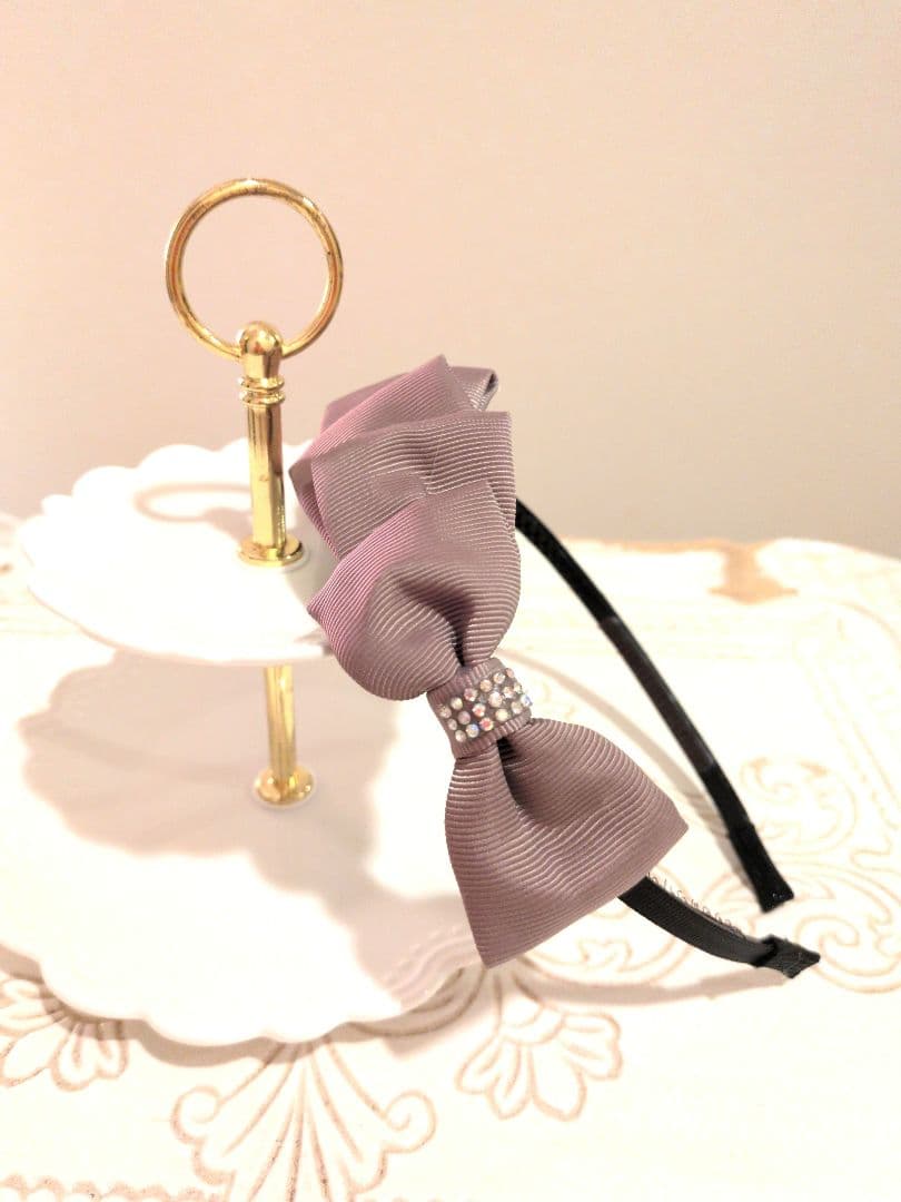 【R・カ】リボン・カチューシャ(クリスタルストーン)