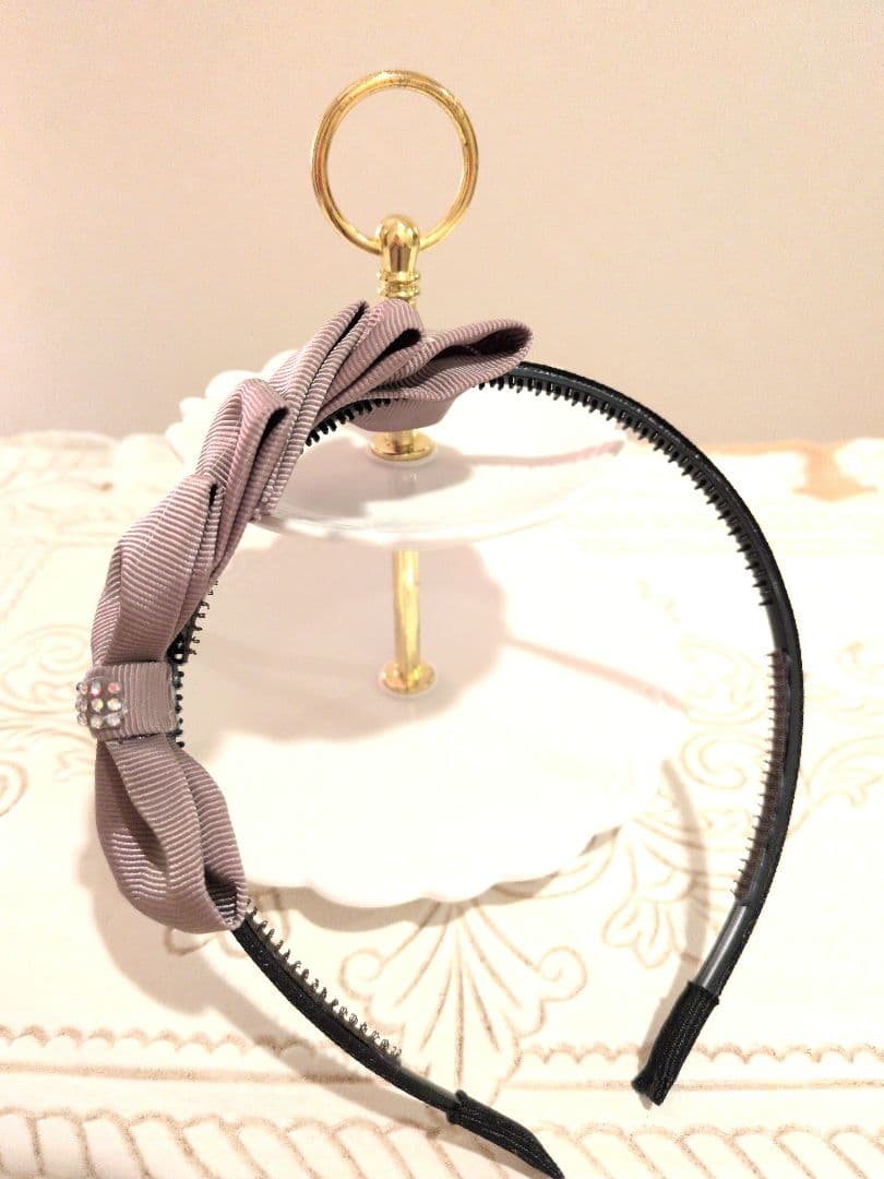 【R・カ】リボン・カチューシャ(クリスタルストーン)