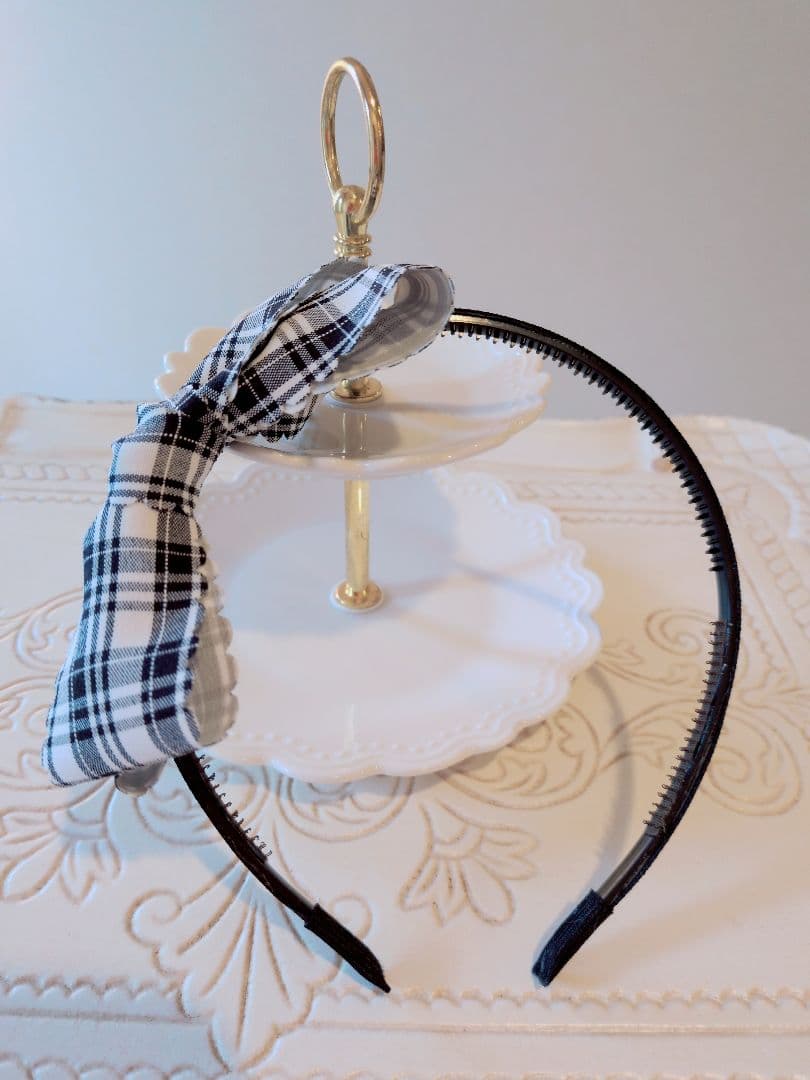 【R・カ】リボン・カチューシャ(クリスタルストーン)