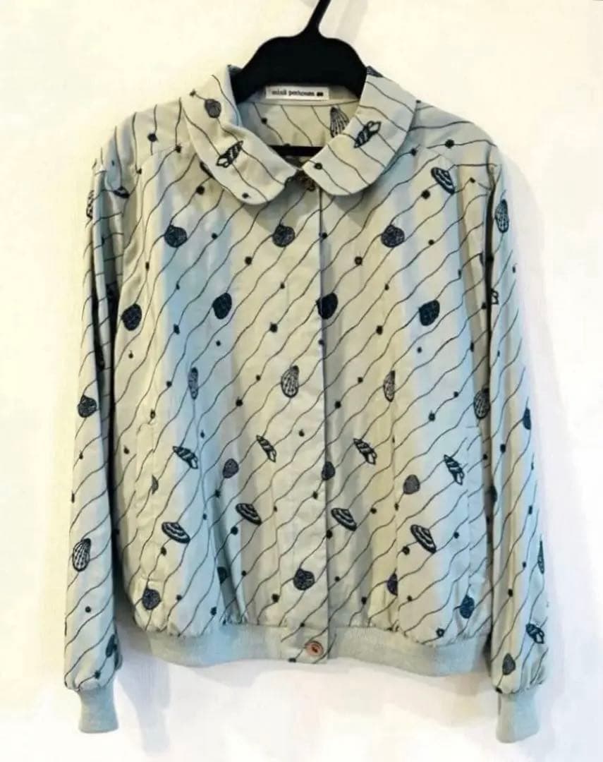 新品 ミナペルホネン sea jewel 刺繡 シルクリネン ブルゾン 36