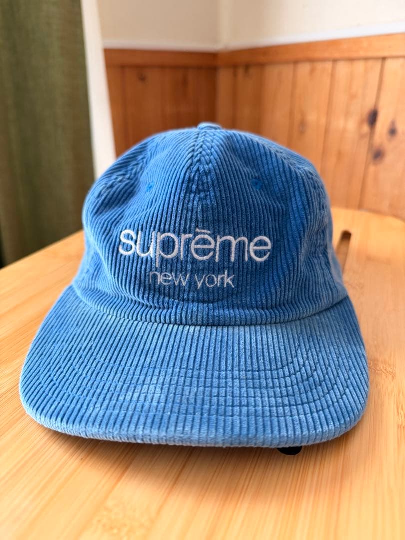 supreme コーデュロイキャップ 青