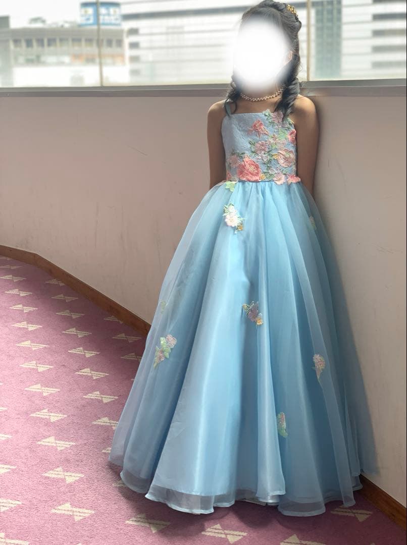 130ジュニアドレス　ハンドメイド　ピアノ発表会 コンクール　一点もの