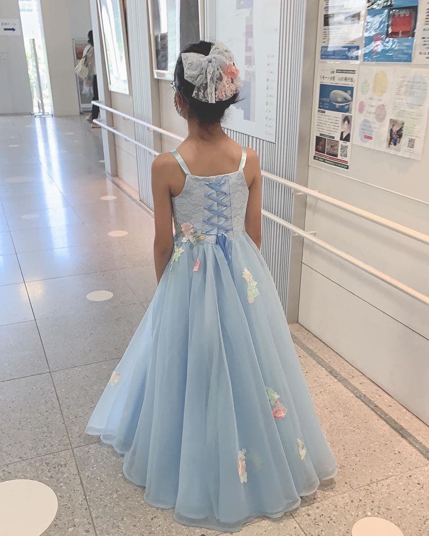 130ジュニアドレス　ハンドメイド　ピアノ発表会 コンクール　一点もの