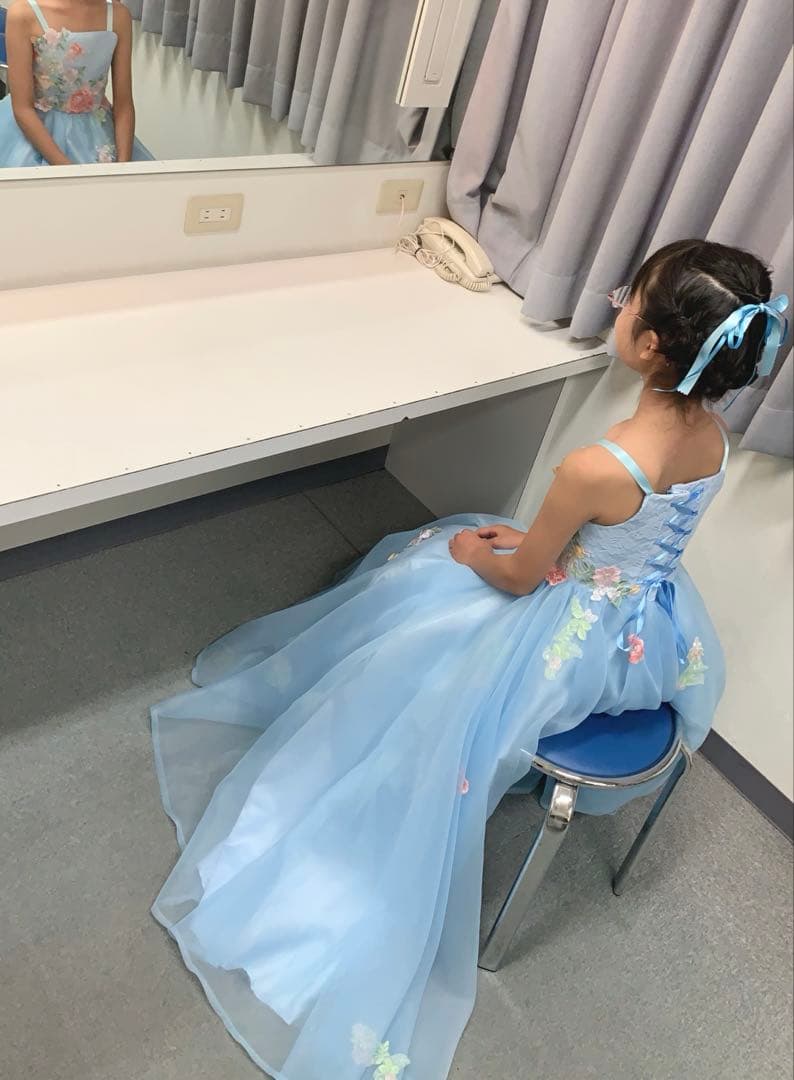 130ジュニアドレス　ハンドメイド　ピアノ発表会 コンクール　一点もの