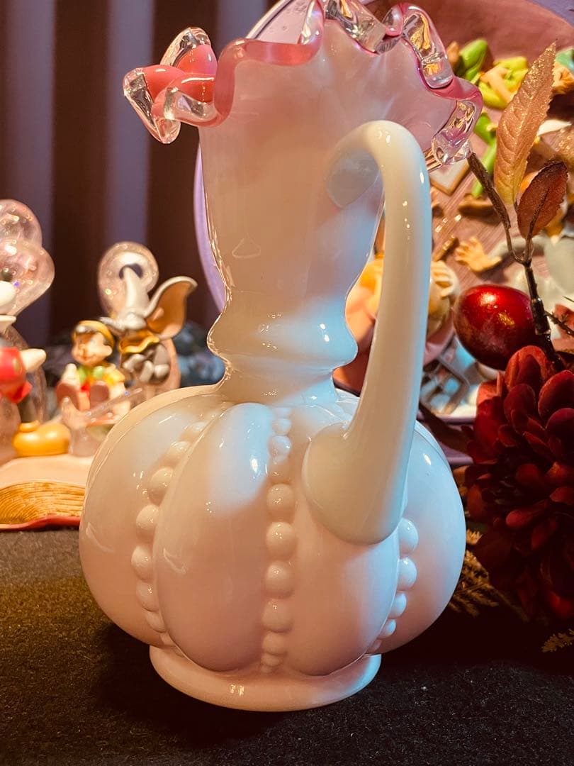 フェントン　ピーチクレスト　メロンシェイプ　フラワーベース　Fenton (大)