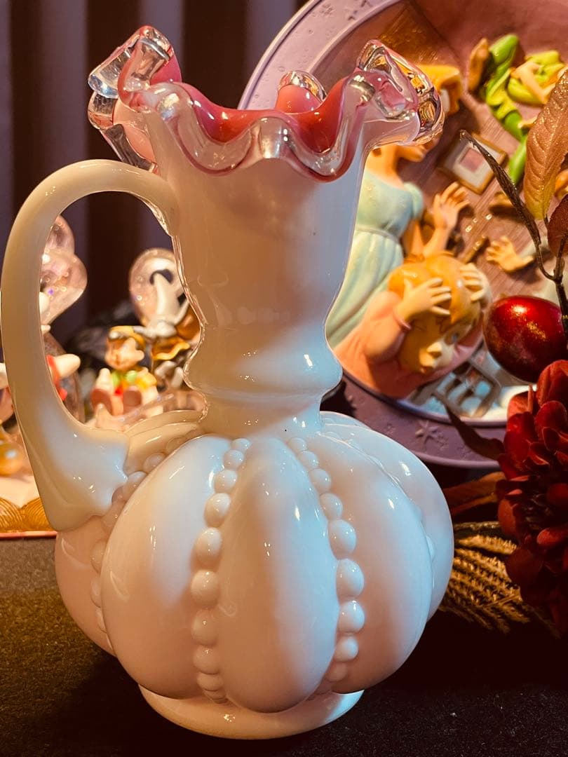 フェントン　ピーチクレスト　メロンシェイプ　フラワーベース　Fenton (大)