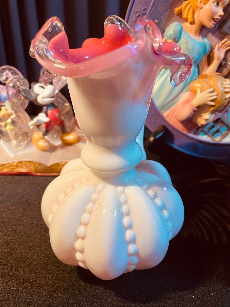 フェントン　ピーチクレスト　メロンシェイプ　フラワーベース　Fenton (大)