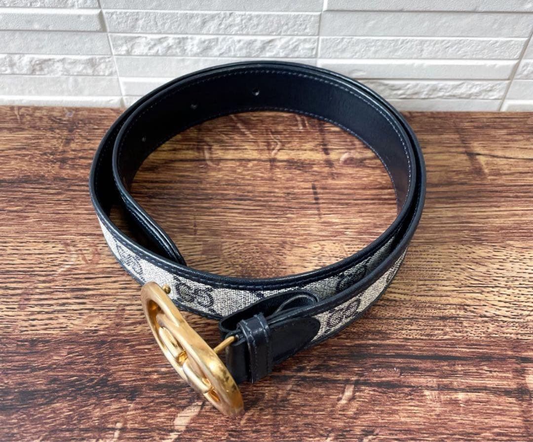 グッチ GG スプリーム インターロッキング PV C× レザー ベルト