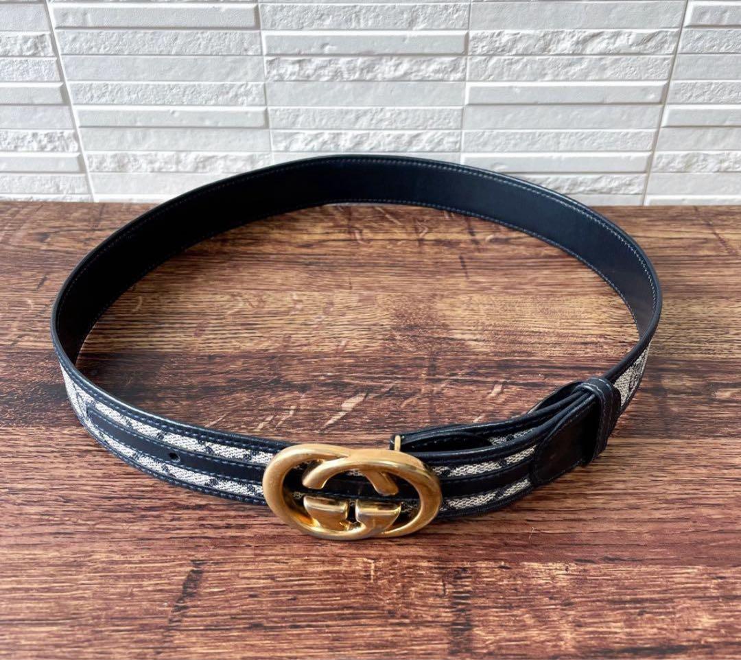 グッチ GG スプリーム インターロッキング PV C× レザー ベルト
