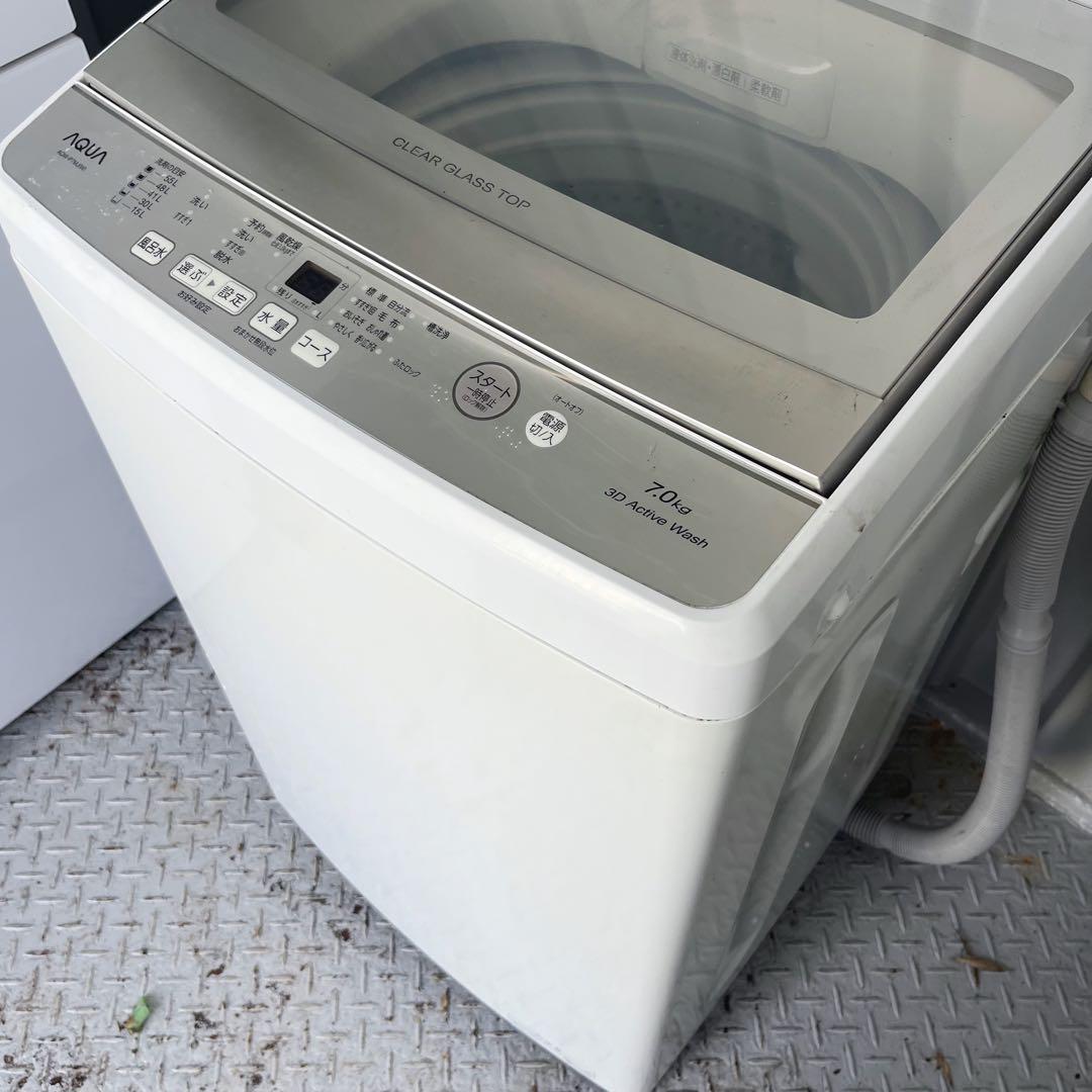 190取付無料！完動品！AQUA高性能インバーター搭載グラストップ7kg洗濯機