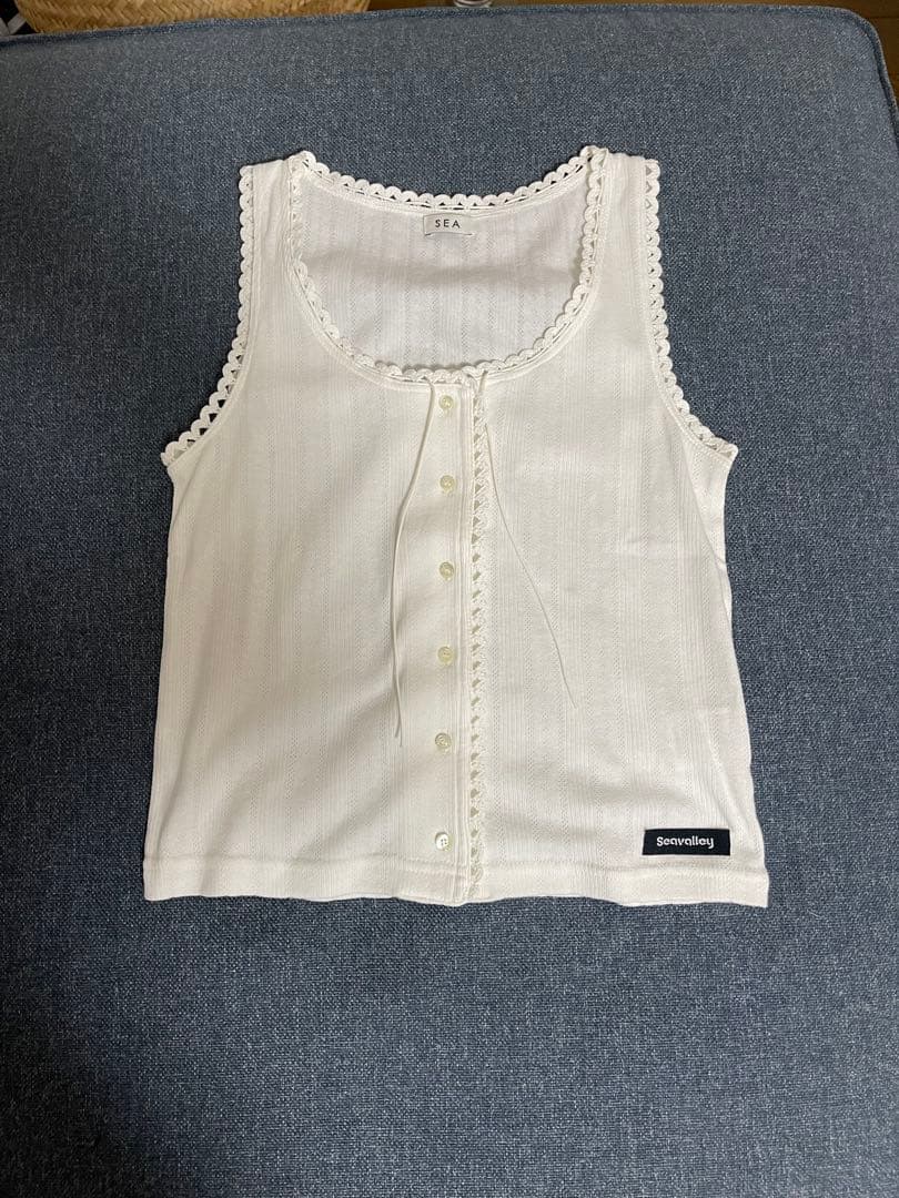 トップス SEA EYELET RIBBED SLEEVELESS CARDIGAN