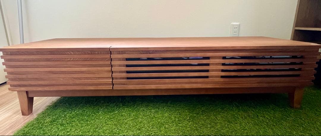 木製テレビ台 北欧風 引き出し・ガラス扉付き 約150×43×36cm