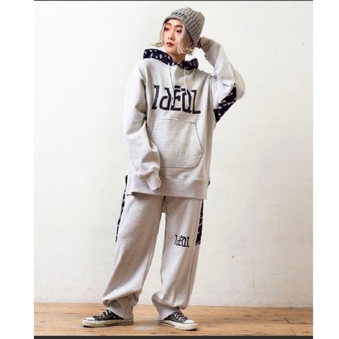 RNAラウンドテールパーカー&ルーズスウェットパンツ上下セットアップ杢グレー