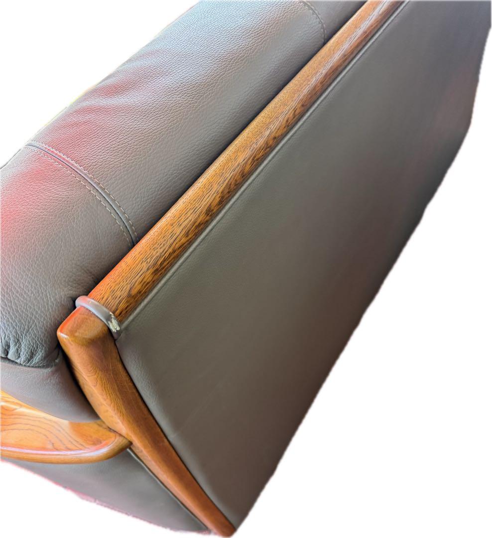 ② 浜本工芸 レザーソファ MADE IN JAPAN 本革張りソファ ３人掛け