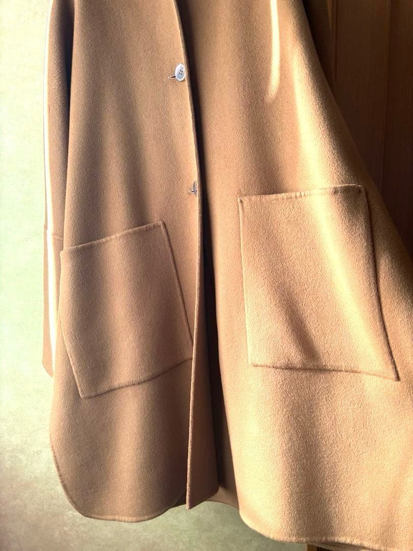 【訳あり】Spick & Span ウール100％ フード コート キャメル　S