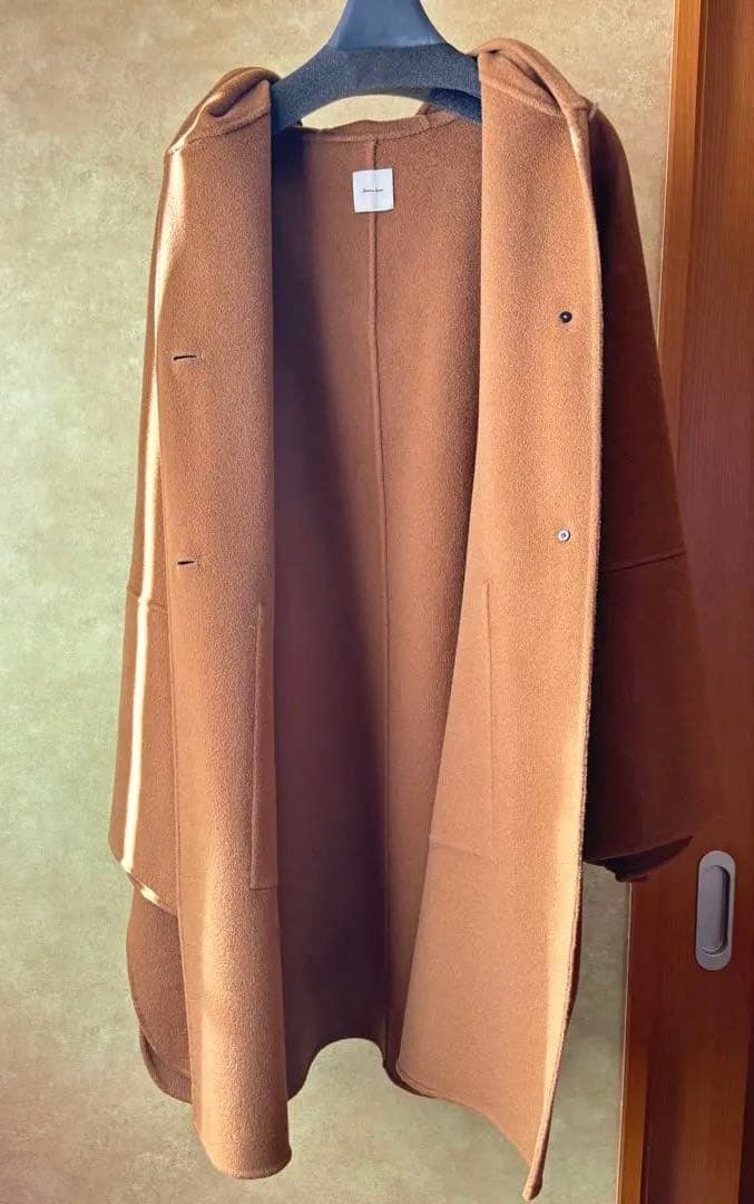 【訳あり】Spick & Span ウール100％ フード コート キャメル　S