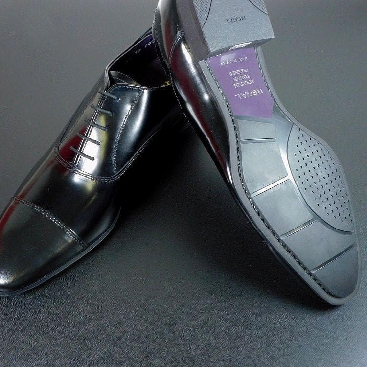 アド　新品 REGAL リーガル 24.5cm 黒 内羽 ストレートチップ