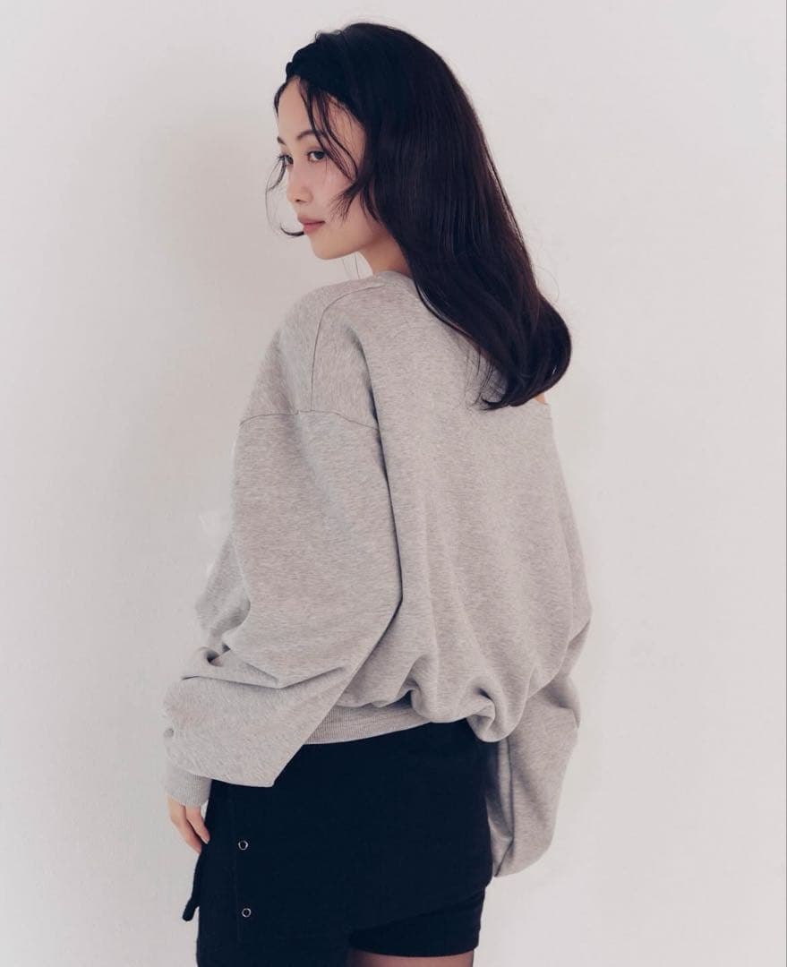 トップス TULLE DOCKING SWEAT andequal