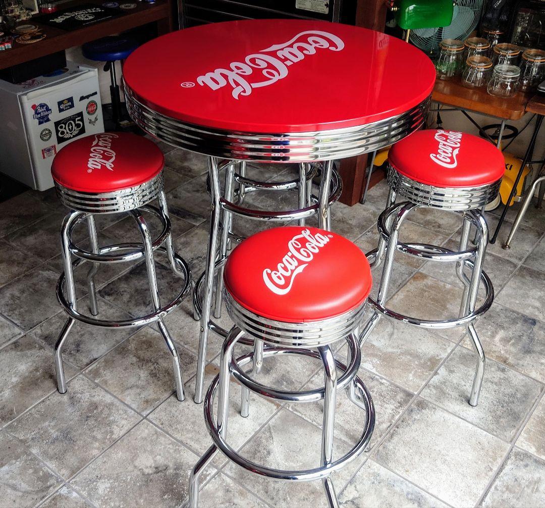 【トミーさま専用】コカ・コーラ テーブルセット スツール4脚 テーブル 美品