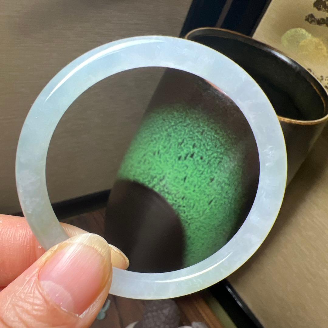 本翡翠、 氷種丸型バングル　〜52