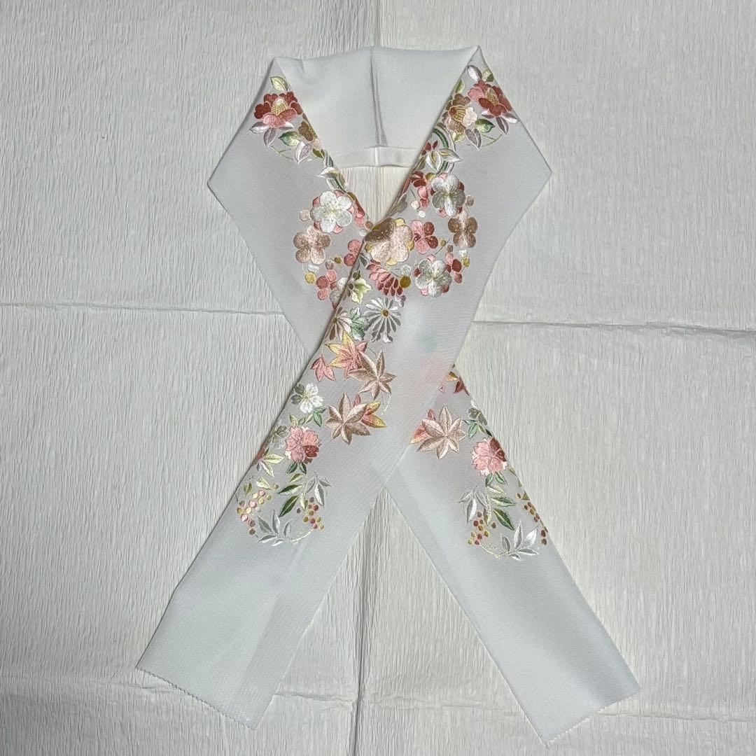 ume/定価2.9万 正絹 刺繍半襟 華縫 みふじ 加藤萬 丹後ちりめん