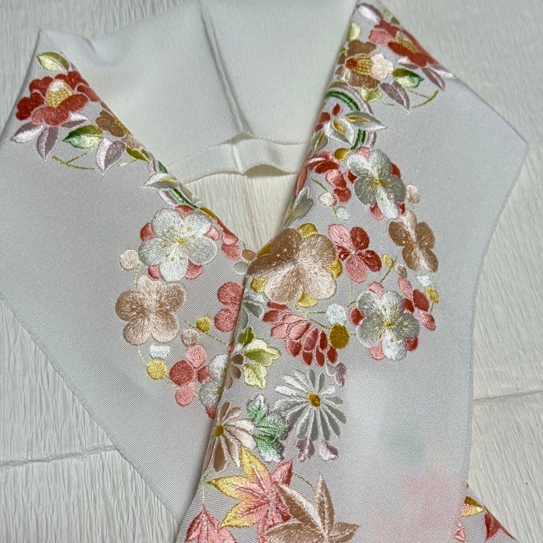 ume/定価2.9万 正絹 刺繍半襟 華縫 みふじ 加藤萬 丹後ちりめん