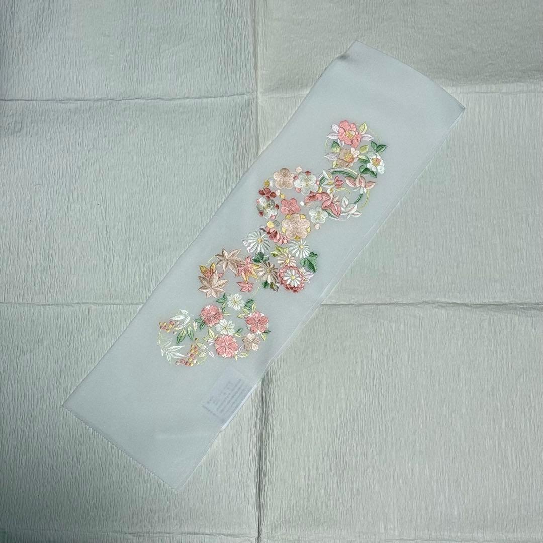 ume/定価2.9万 正絹 刺繍半襟 華縫 みふじ 加藤萬 丹後ちりめん