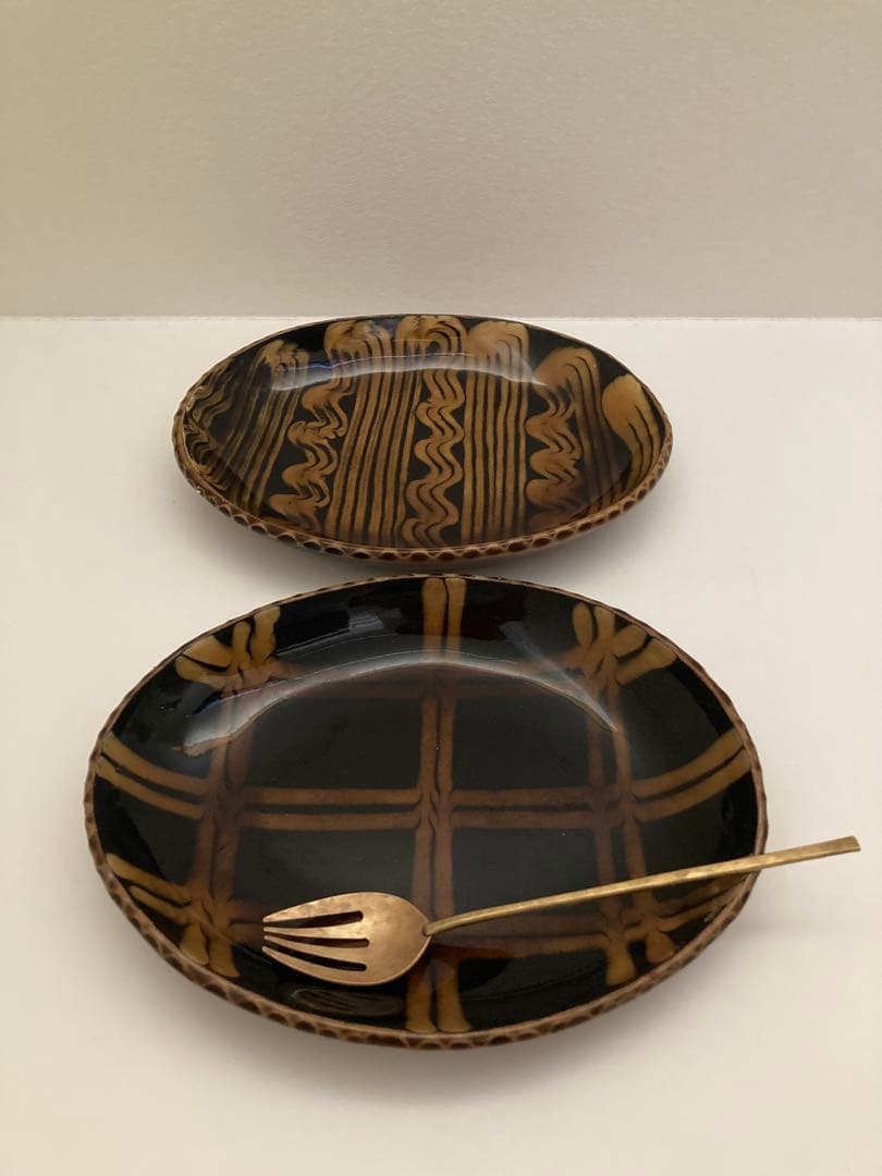 十場天神さんの楕円皿2枚セット