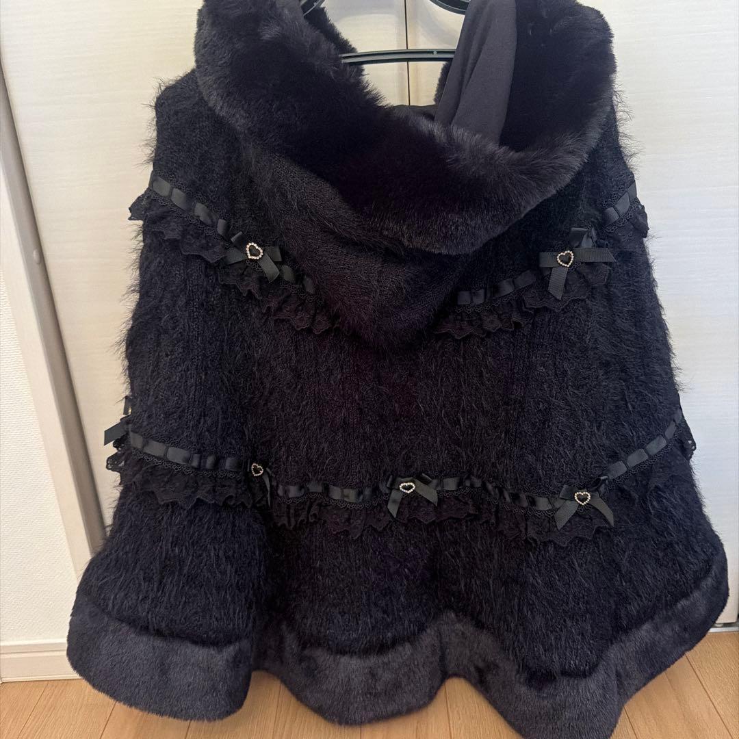 LIZLISA ミルフィーユレースポンチョ ブラック