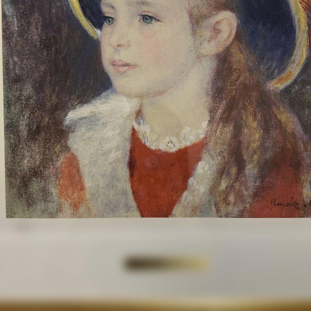 【値下げ】ルノアール絵画　青い帽子の少女 【世界の名画】リトグラフ163/180