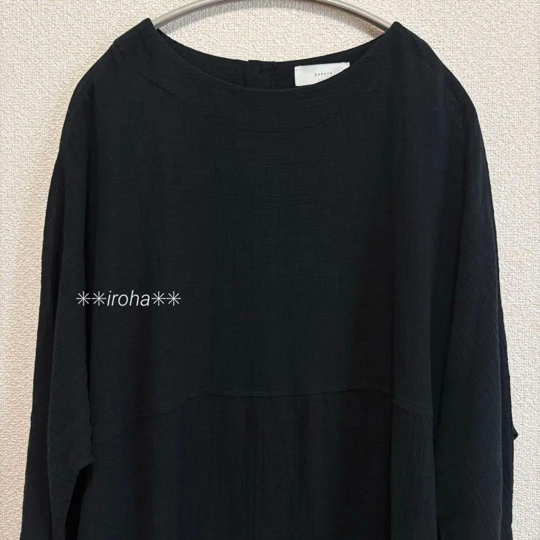 かぐれ　ガーゼロングチュニック　ブラック