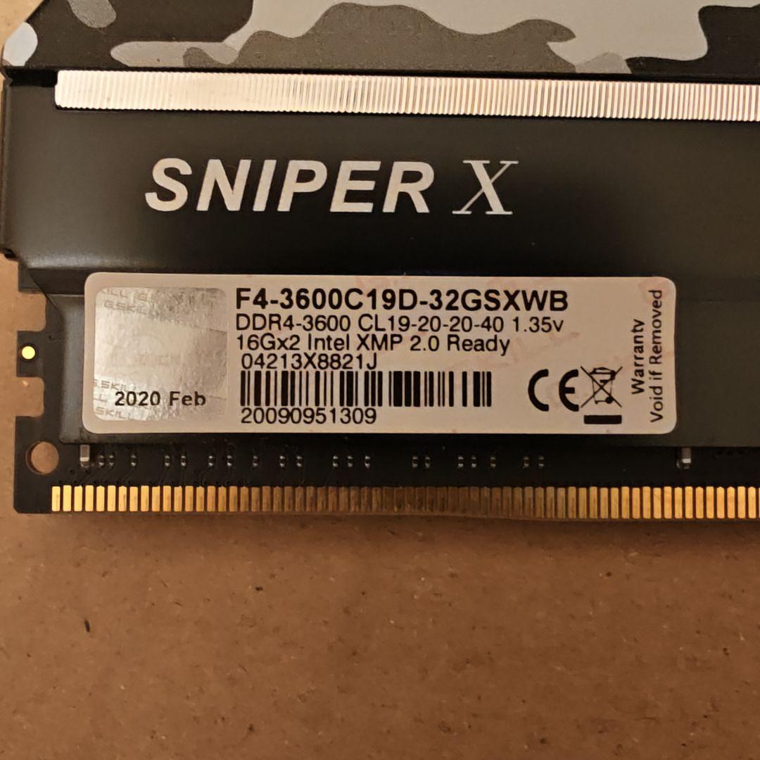 メモリー G.SKILL SNIPER X DDR4-3600 32GB (16GBx2)